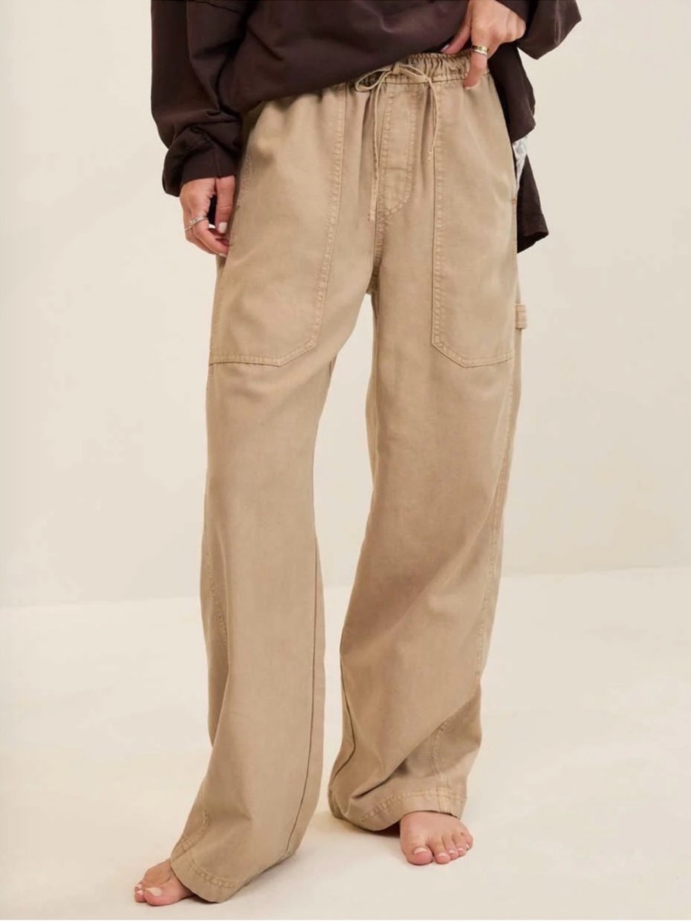 Aerie Tan Wide Leg Pants